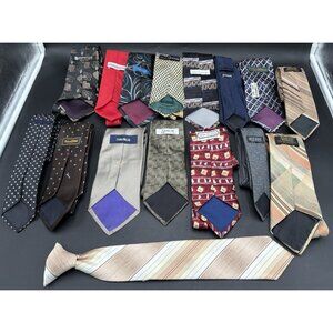 Lot 16 Ties Men's Assorted Silk Polyester Quilter Hobby Cutter Quilting Crafts